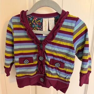 Paint by Numbers Ruffle Cotton Cardigan - Purple & Blue